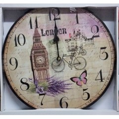 Nástenné hodiny drevené, Vintage, ar22L, London, 34cm